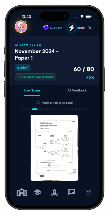 Vertexly scanning a handwritten GCSE maths exam paper